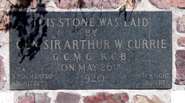 War Memorial gymnasium cornerstone, Acadia University, Wolfville