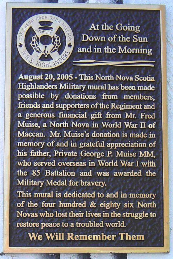 Amherst, Nova Scotia: North Nova Scotia Highlanders memorial mural