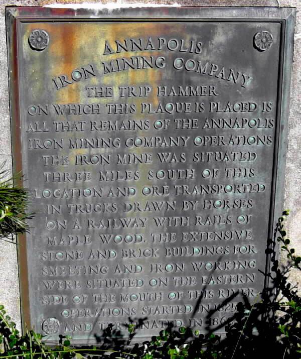 Annapolis Iron Mining Company plaque, Clementsport