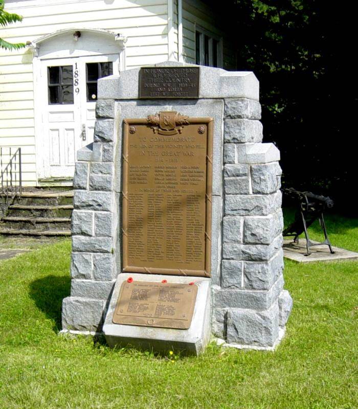 Nova Scotia, Bear River: War memorial monument (refurbished)