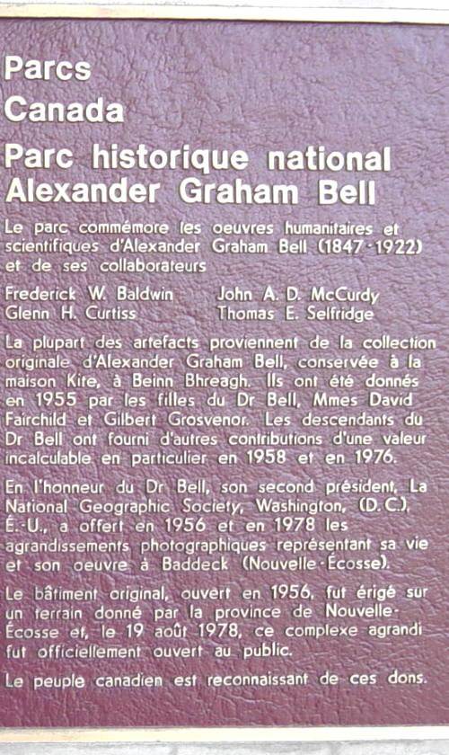 Plaque: Alexander Graham Bell National Historic Park
