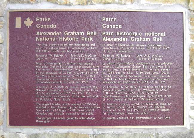 Plaque: Alexander Graham Bell National Historic Park