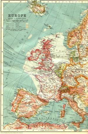 Underwater telegraph cables to and from Europe, 1911