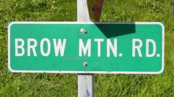 Highway sign at the west end of Brow Mountain Road