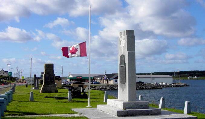 Cheticamp: war memorial, looking southward