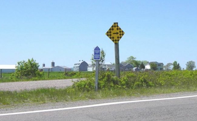 Colchester County: Acadian Heritage sign #7E (east), Masstown -2