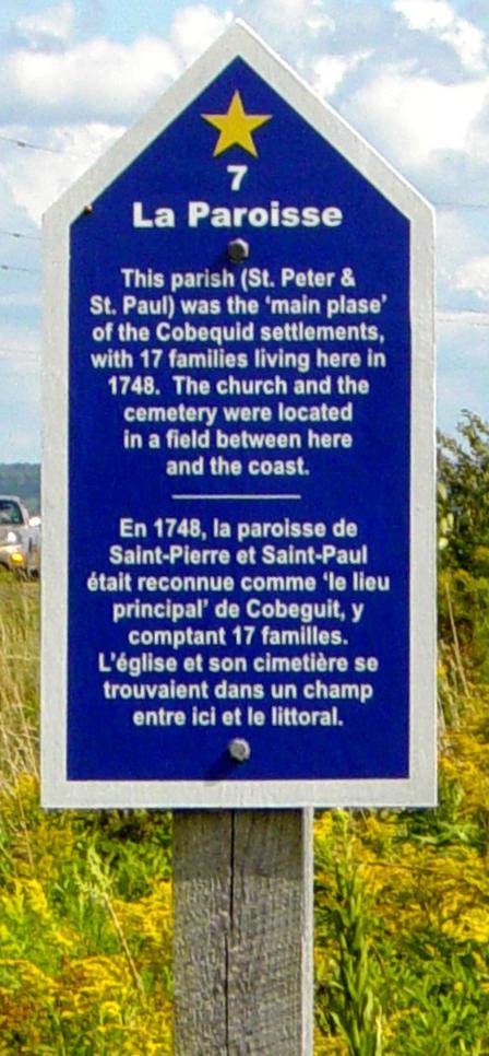 Colchester County: Acadian Heritage sign #7W (west), Masstown -1