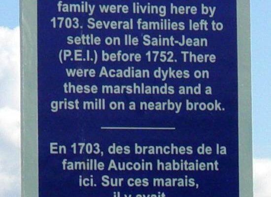 Colchester County: Acadian Heritage sign #16, Bible Hill -1