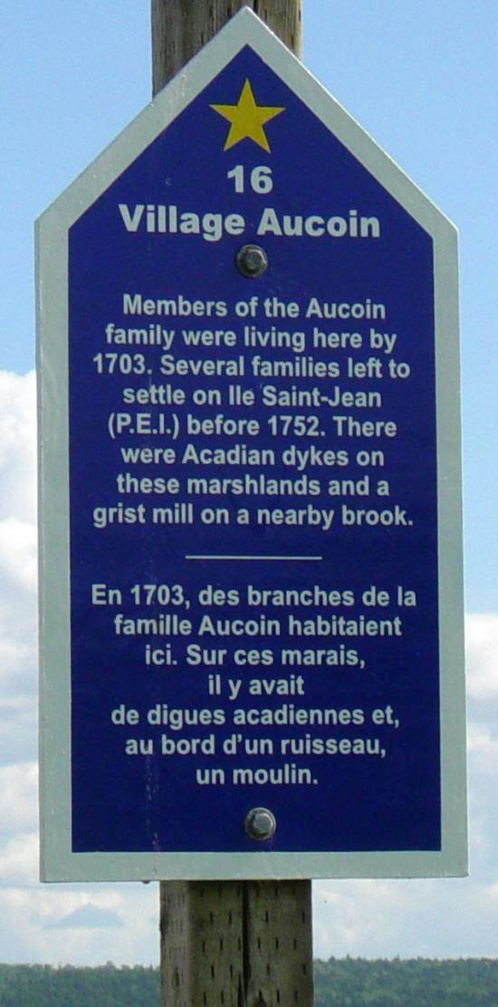 Colchester County: Acadian Heritage sign #16, Bible Hill -1