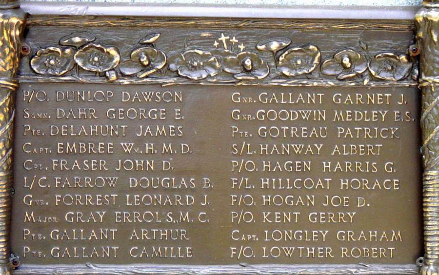 Cumberland County war memorial monument, east face, lower row, plaque #2