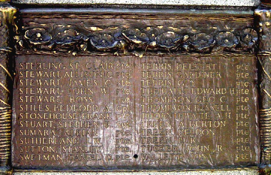 Cumberland County war memorial monument, west face plaque #7