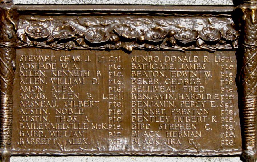 Cumberland County war memorial monument, east face, upper row, plaque #1