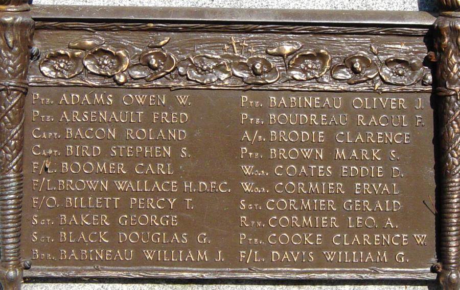 Cumberland County war memorial monument, east face, lower row, plaque #1