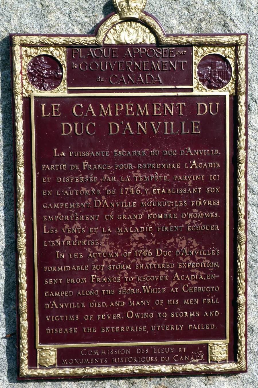 Rockingham: Duc d'Anville's Encampment 1746, historic plaque -5