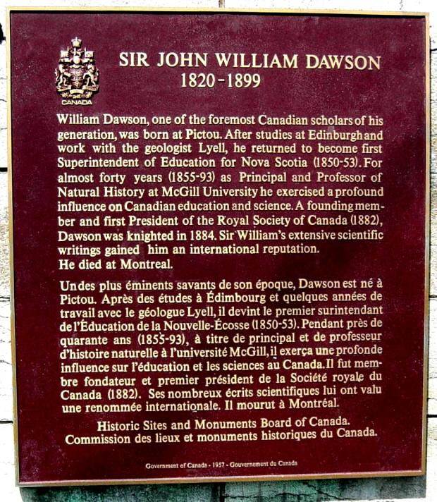 Pictou: Sir John William Dawson plaque