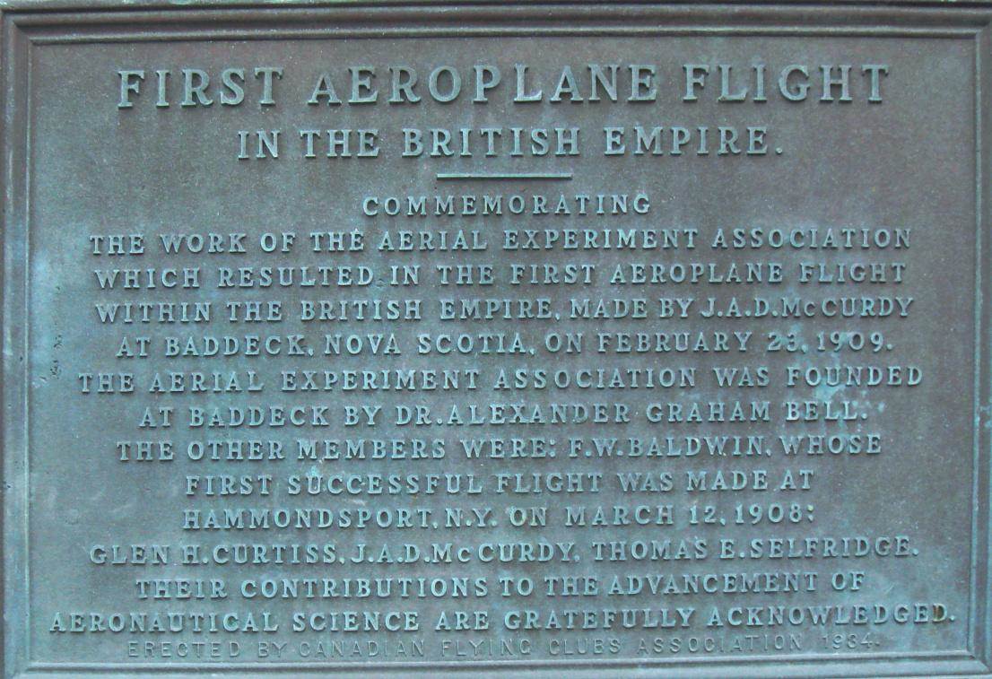 Baddeck, Nova Scotia: First Flight plaque