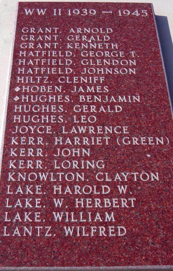 Port Greville war memorial: World War Two, third panel