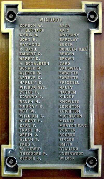 Hants County: World War Two memorial, plaque five