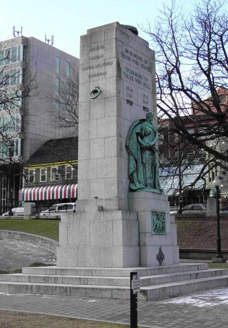 Halifax war memorial monument: east and north faces