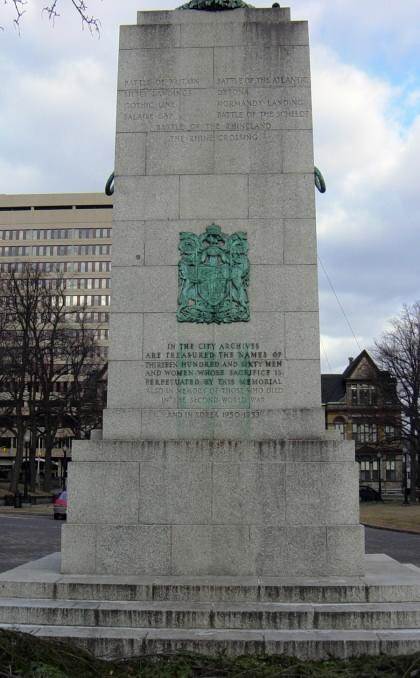 Halifax war memorial monument: south face