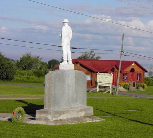 Joggins: war memorial, looking west toward the Joggins Fossil Centre