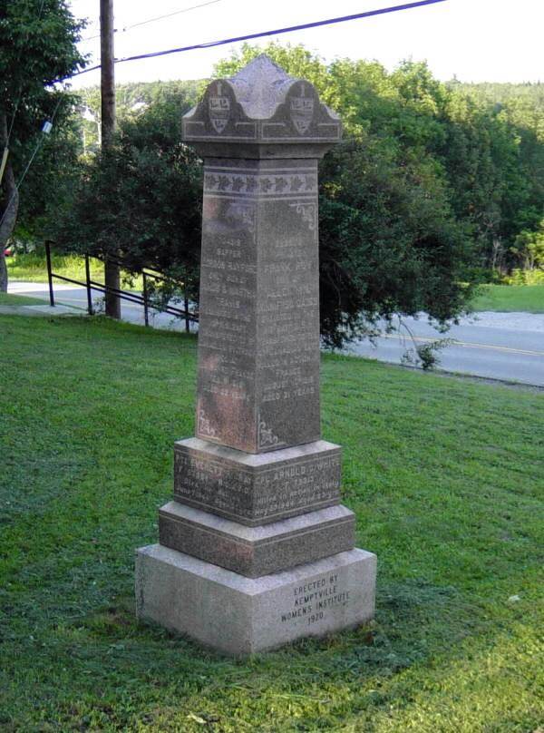 Kemptville: war memorial, looking northeast in late afternoon