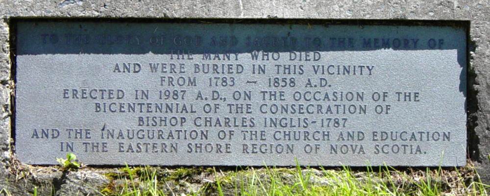 Country Harbour: Bishop Inglis memorial