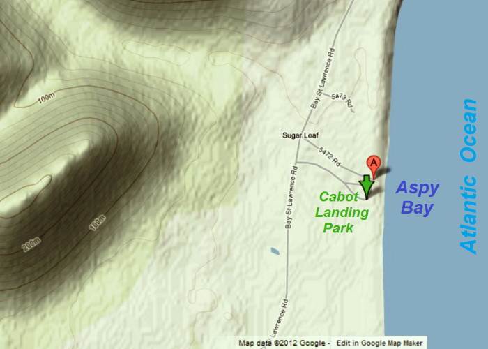 Map: Cabot Landing Park, Victoria County, Cape Breton Island, Nova Scotia
