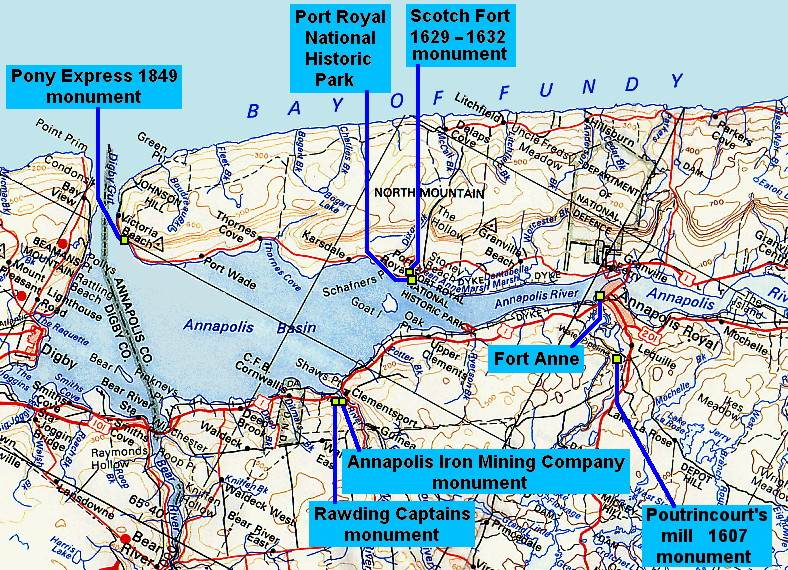 Clementsport: map showing Rawding Captains monument location