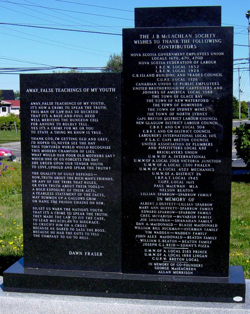 J.B. McLachlan monument, Glace Bay