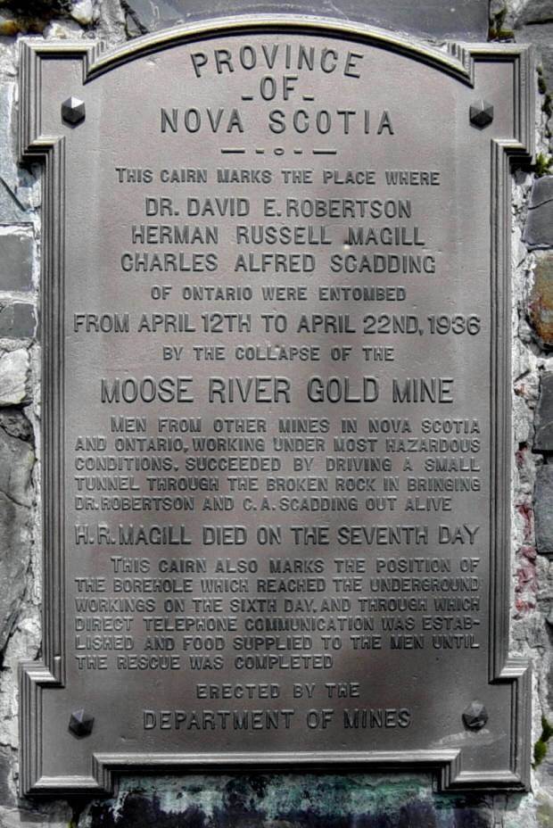 Moose River Gold Mine: plaque