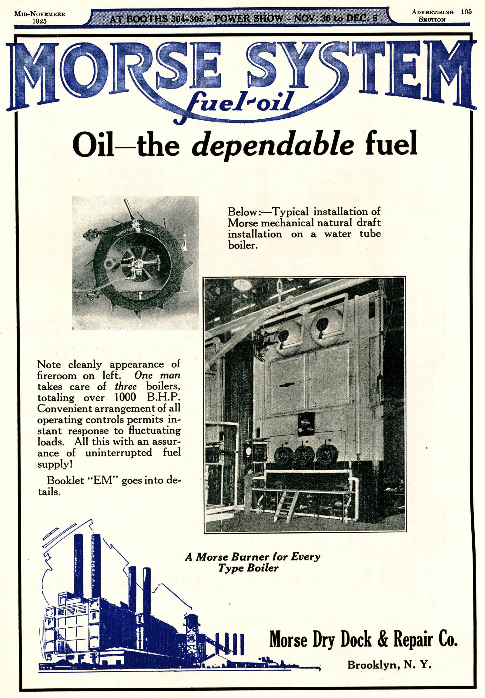 Morse Dry Dock and Repair Company advertisement, November 1925