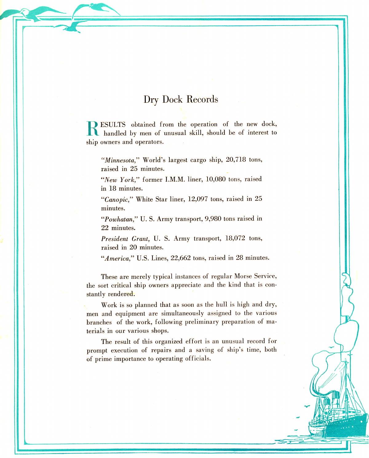 Edward P. Morse: [page 13] “Maintaining Ships and Dividends” (management philosophy) — Dry Dock Records at the Morse Dry Dock & Repair Company