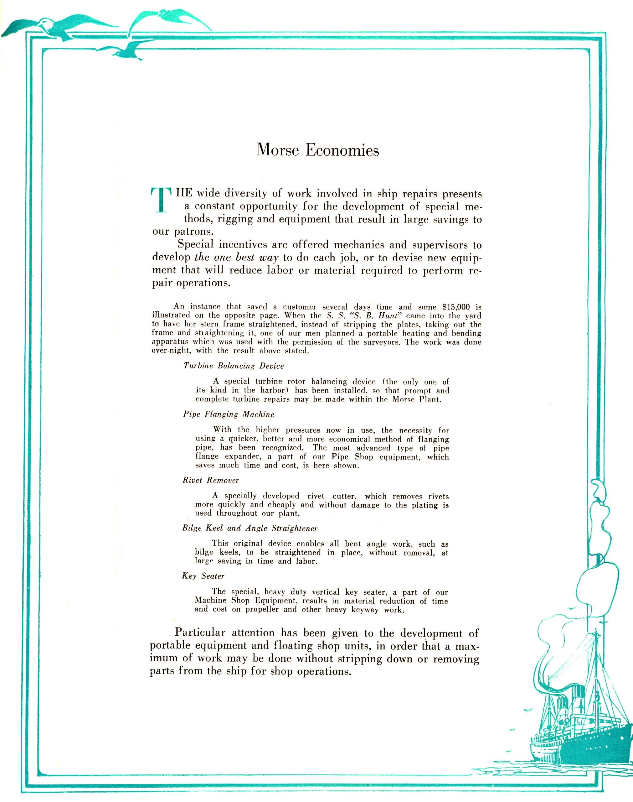 Edward P. Morse: [page 19] “Maintaining Ships and Dividends” (management philosophy) — Morse Economies at the Morse Dry Dock & Repair Company