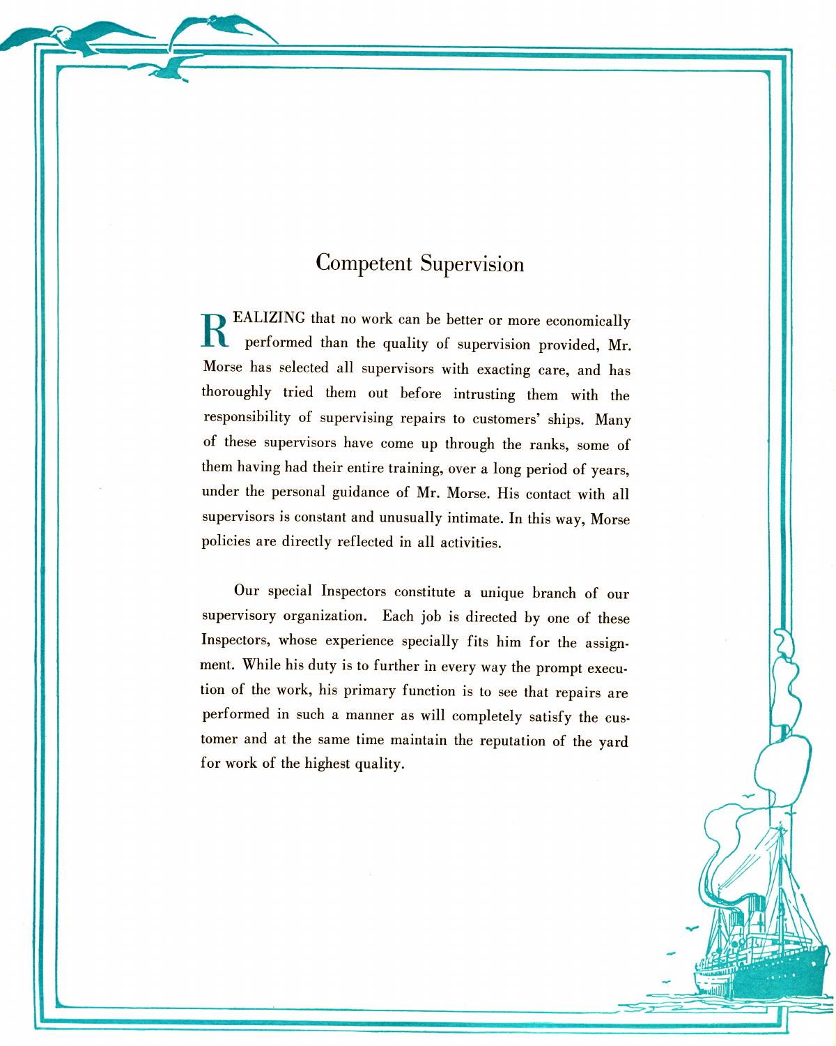 Edward P. Morse: [page 22] “Maintaining Ships and Dividends” (management philosophy) — Competent Supervision at the Morse Dry Dock & Repair Company