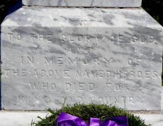 Neils Harbour war memorial, west face base