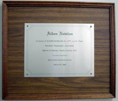 Windsor: Alden Nowlan plaque