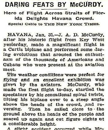 Daring Feats by J.A.D. McCurdy, Havana, 1911