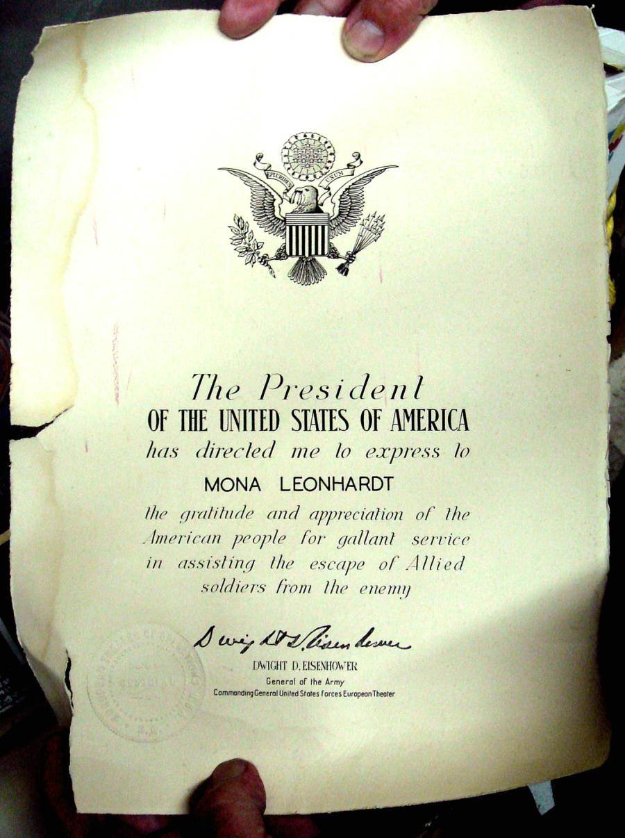 Citation to Mona Leonhardt from Dwight Eisenhower -6