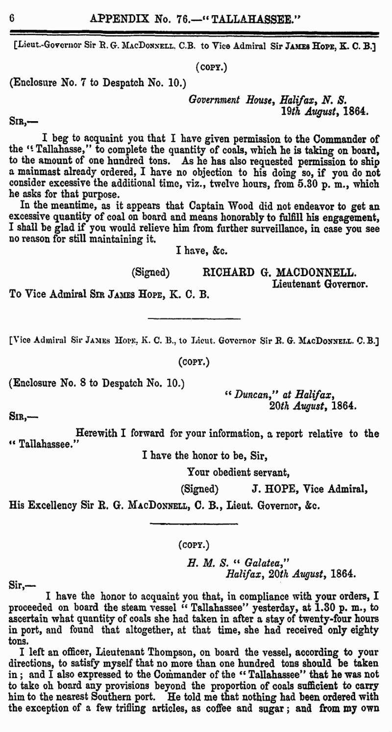 page 6 Appendix 67 – Tallahassee, Journal & Proceedings 1865, Nova Scotia House of Assembly