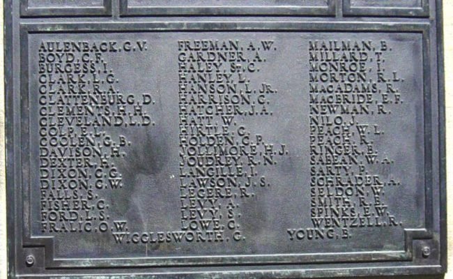 Liverpool, Nova Scotia: Queens County war memorial monument, south face, WW2 and Korea -5