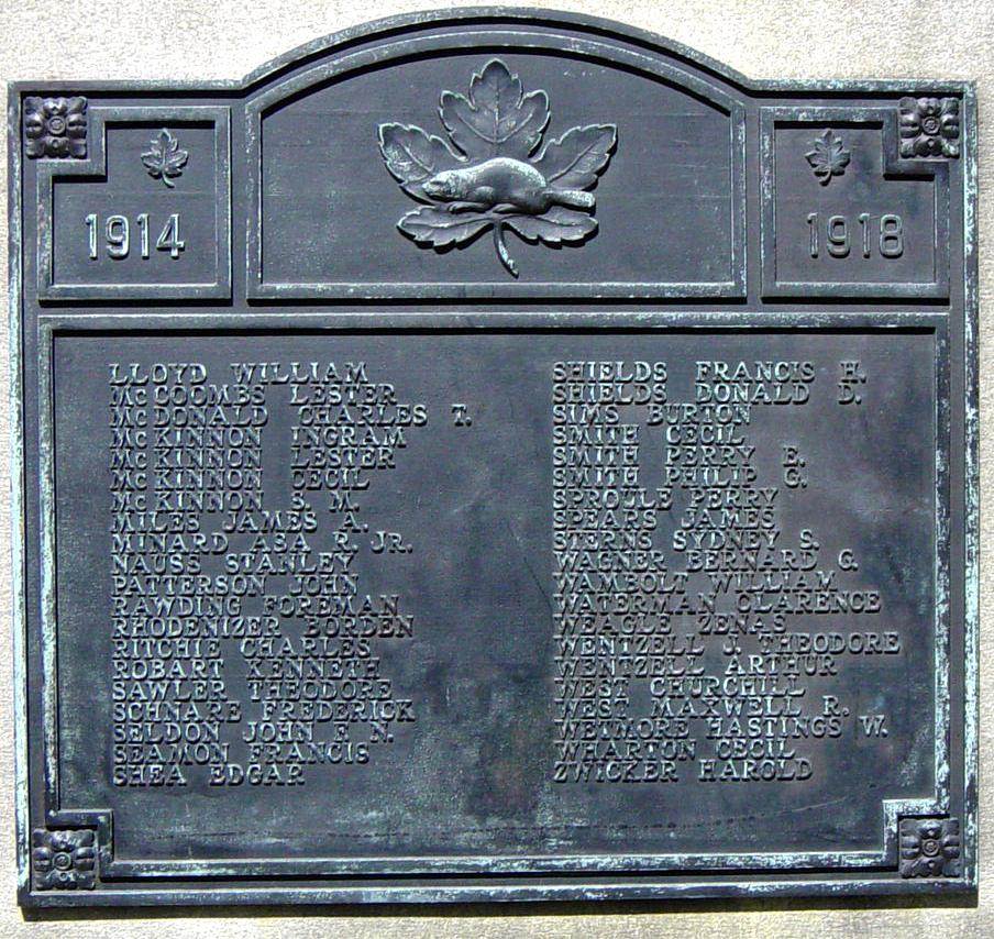 Liverpool, Nova Scotia: Queens County war memorial monument, west face, LL - ZW, WW1