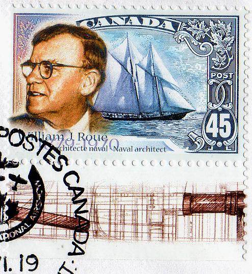 Canada postage stamp 1998, schooner Bluenose and William Roue