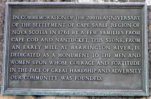 Cape Sable Settlers plaque, Barrington -1