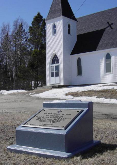 Northwest Cove: Flight Sergeant Sabourin memorial plaque, 1943