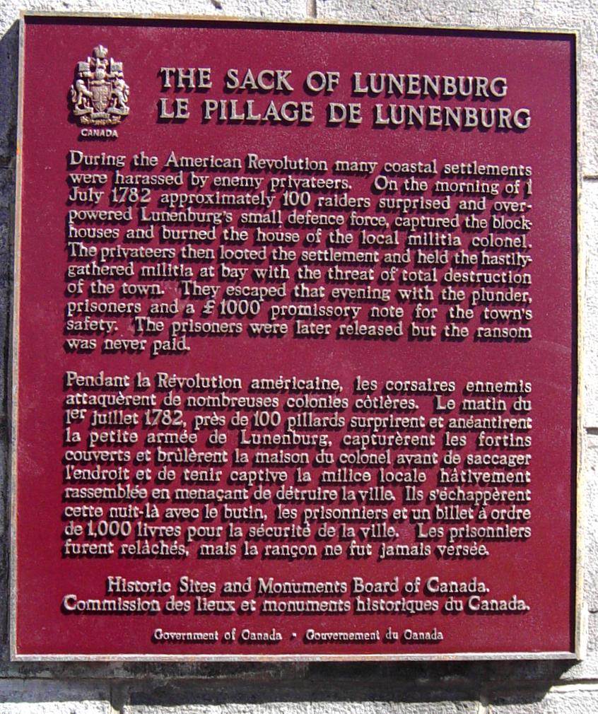 Nova Scotia, Lunenburg: Sack of Lunenburg plaque -1