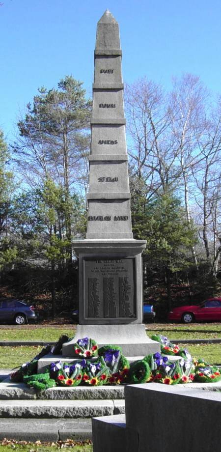 War memorial monument, Shelburne: general view looking east