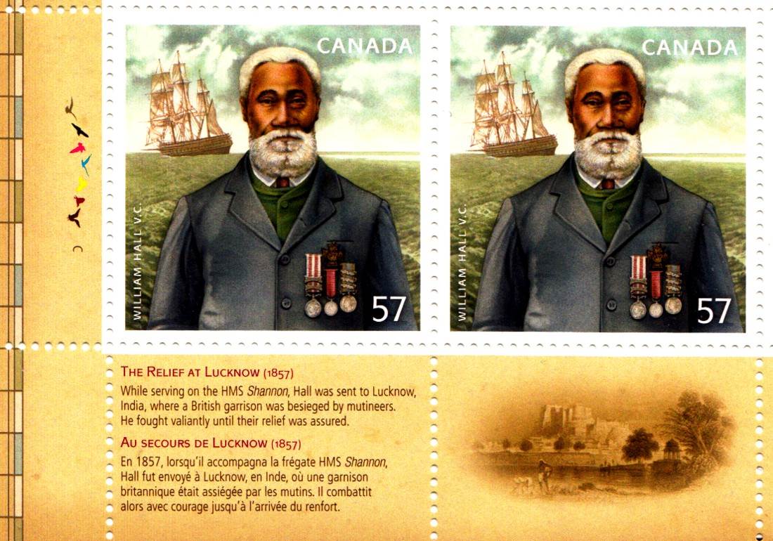 William Hall commemorative stamp 2010 - lower left corner of pane -9
