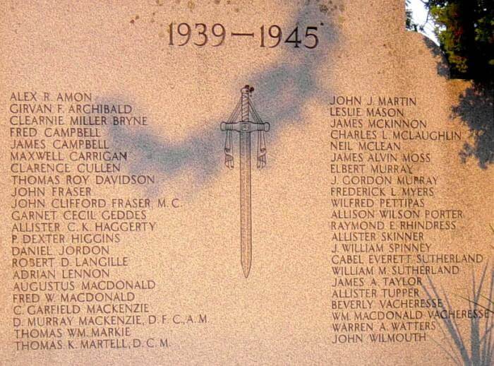 Stellarton: war memorial, right side panel