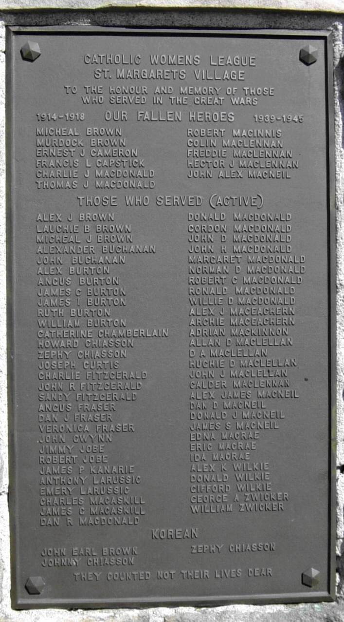 St. Margarets Village: war memorial plaque